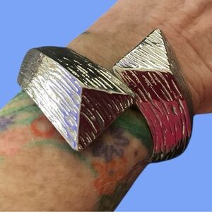 NWT Chunky Textured Silver Hinged Cuff Bracelet